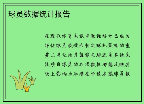 球员数据统计报告